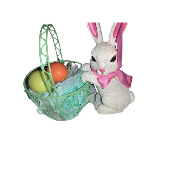 Easter Rabbit with Wire Basket  Tabletop Decor Centerpiece - Picture 8 of 10
